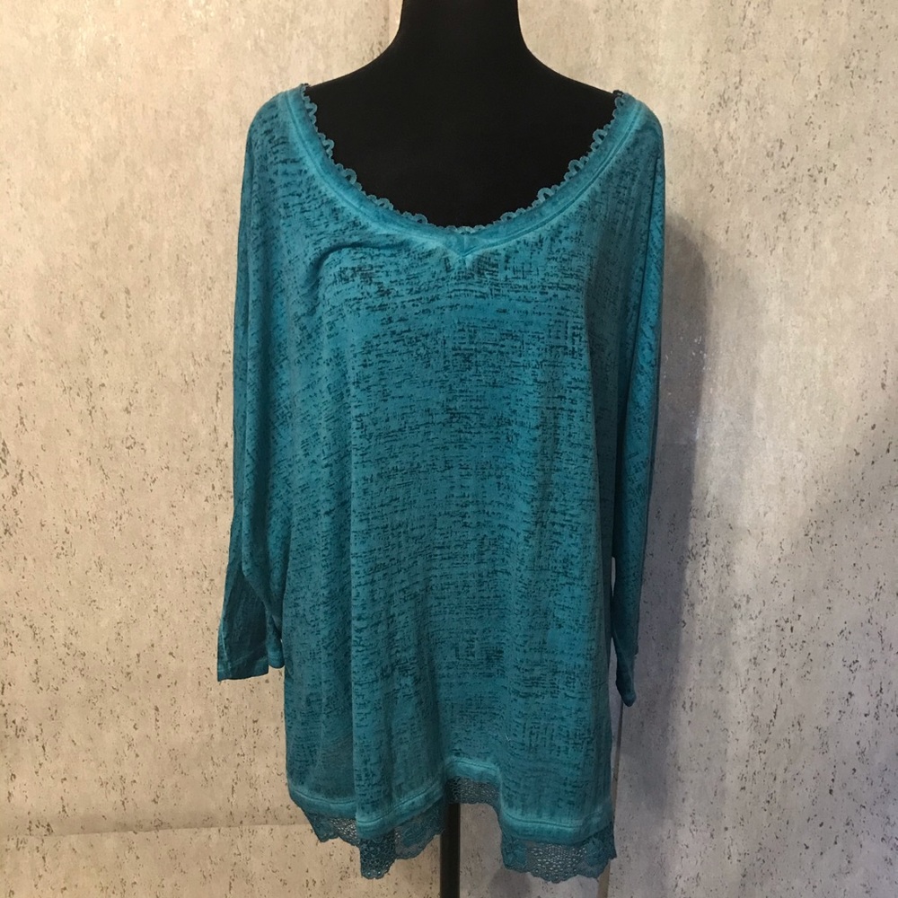 LANE BRYANT Blue Burnout Top